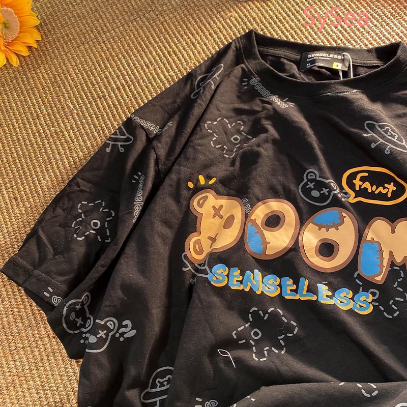 Áo Thun Tay Ngắn Dáng Rộng In Hình Gấu Thời Trang Mùa Hè Dành Cho Học Sinh