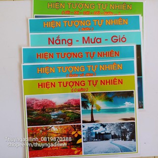 Bộ tranh A3 ép plastic chủ đề hiện tượng tự nhiên mầm non