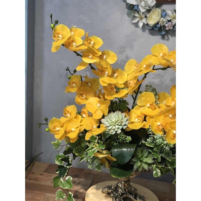 (Ảnh shop chụp) Bình Hoa Giả Lan Hồ Điệp Vàng Trang Trí Tết, Decor Phòng Khách, Làm Quà Tặng Tân Gia Của Mê thảo Flower
