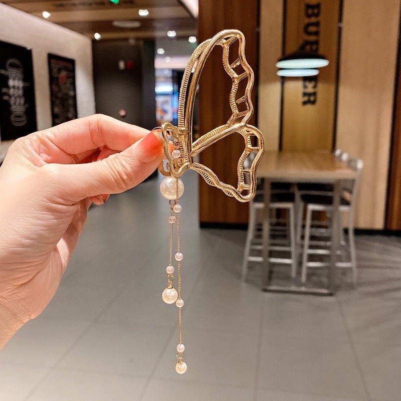 Kẹp Tóc Hình Cá Mập Phối Dây Tua Rua Kiểu Cổ Điển Thời Trang Cho Nữ