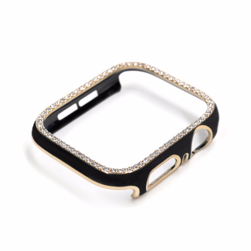 Vỏ nhựa pc màu laser đính đá lấp lánh thích hợp cho đồng hồ Apple Watch Se 6 Se 5 4 3 2 Iwatch 38mm 40mm 42mm 44mm