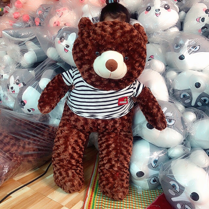 Gấu Bông Teddy, Thú Nhồi Bông Siêu To Mặc Áo Cao Cấp Chất Liệu Lông Xù Big Size