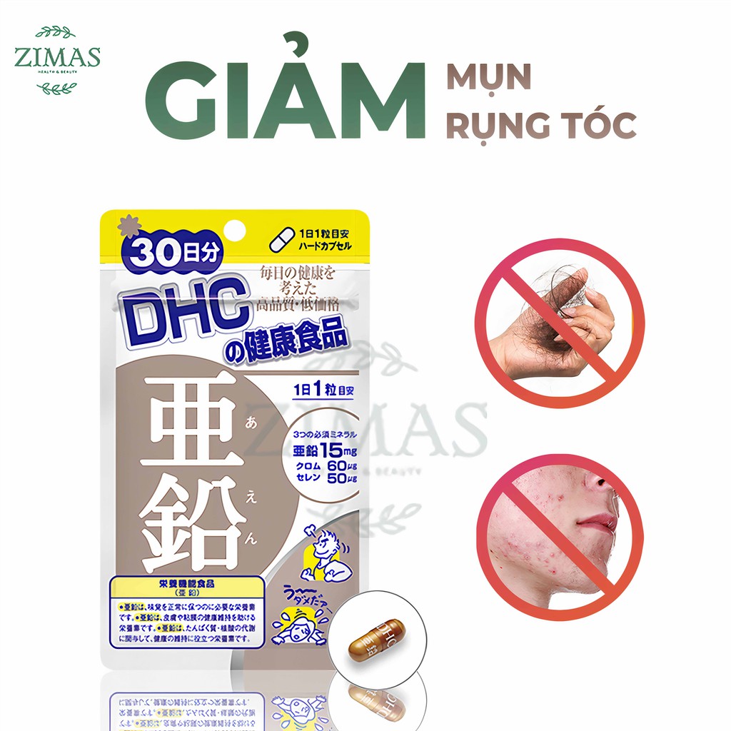 Viên kẽm DHC Nhật Bản làm đẹp da giảm mụn dưỡng tóc giảm gãy rụng khô xơ bổ não xương khớp thúc đẩy sản sinh collagen