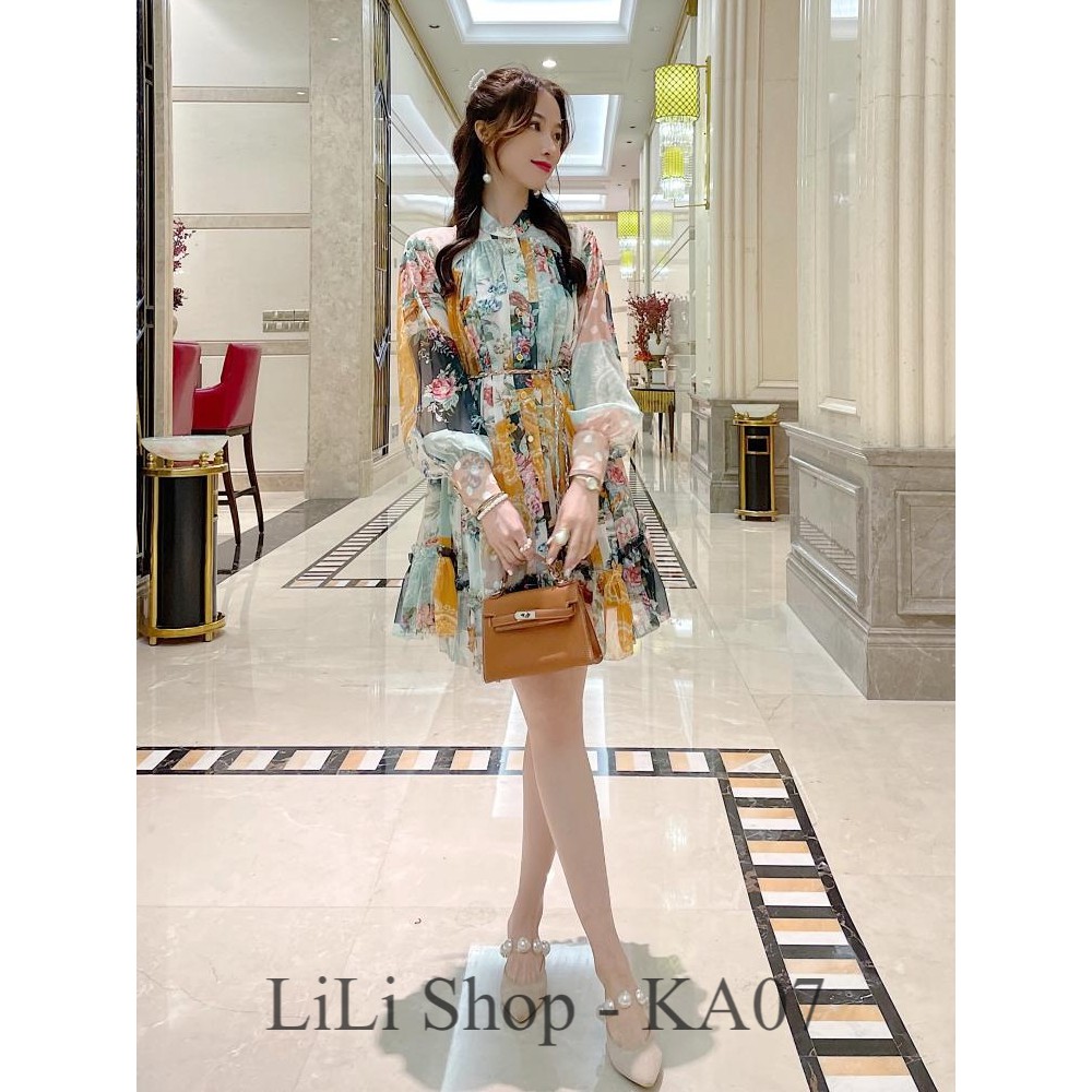 ORDER-Váy xòe họa tiết hoa phong cách Pháp cổ điển nhẹ nhàng sang trọng