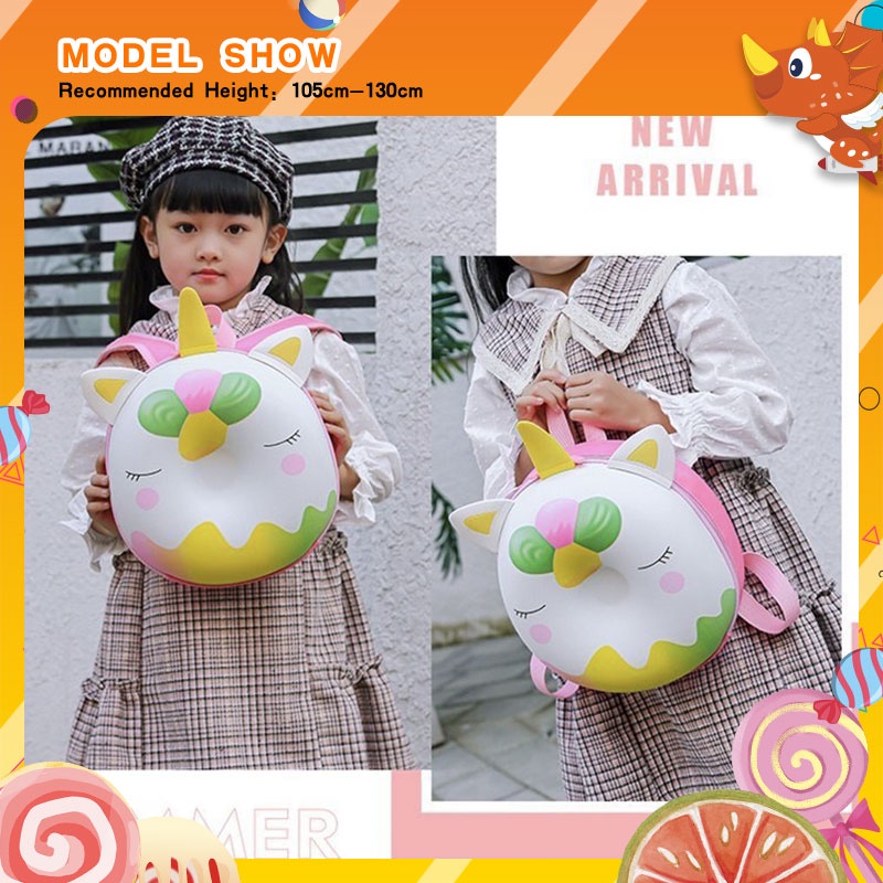 【Ready Stock】 New Arrival Korean Fashion 33 Cm Cartoon Unicorn School Bag Large Capacity Lightweight Spine Protection Backpack Waterproof Breathable Egg Shell School Bag Adjustable Durable School Backpack