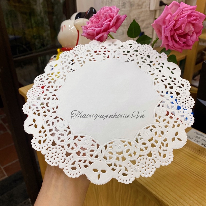 Tấm ren giấy lót bánh sinh nhật, đế lọ hoa…