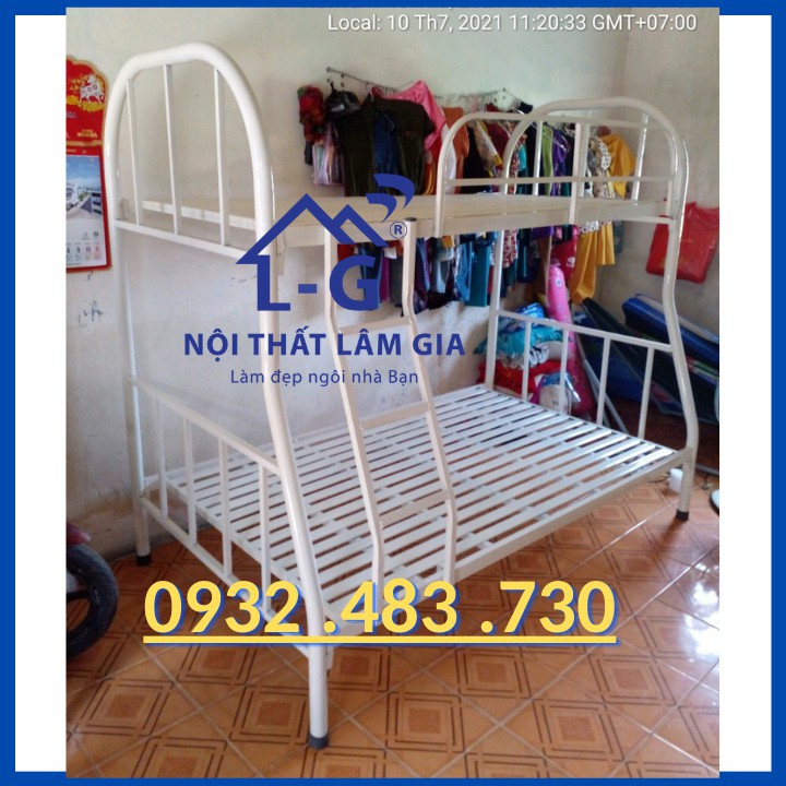 Giường sắt 2 tầng lệch cho trẻ em giá rẻ  Ngang 1mx1m2, giường ngủ hai tầng sơn tĩnh điện