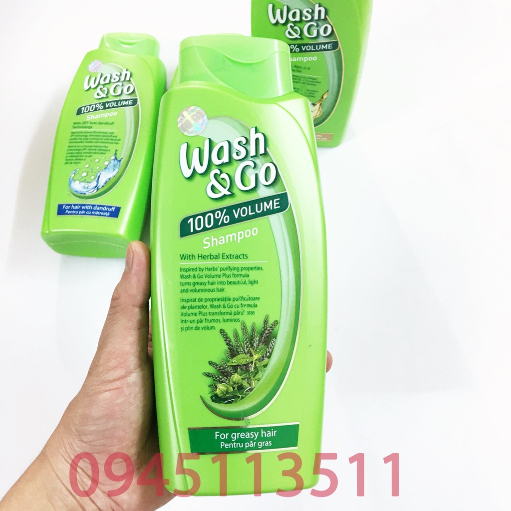 Dầu gội làm dầy tóc Wash&Go chiết xuất từ các loại thảo mộc - dành cho tóc nhờn 750ml