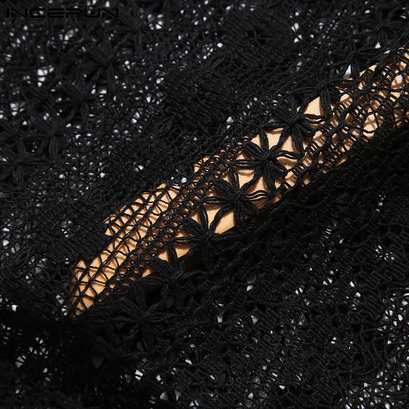 Áo không tay INCERUN phối ren lưới xuyên thấu thời trang mùa hè cho nam