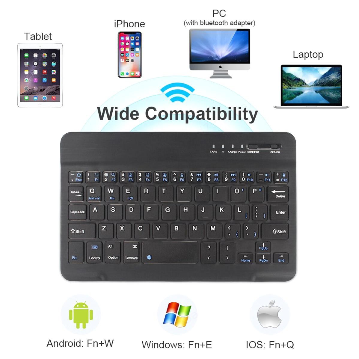 Bàn Phím Bluetooth Không Dây Mini Siêu Mỏng Cho Laptop Ipad Apple Mac Tablet Smartphone For Ios Android Windows