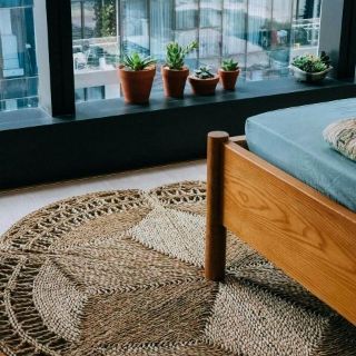 Thảm cói bông hoa 1m2