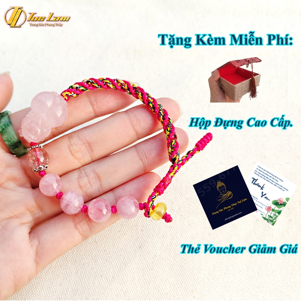 Vòng tay may mắn nữ tỳ hưu hồng bện hạt màu hồng hợp mệnh hỏa thổ - Tuệ Lâm