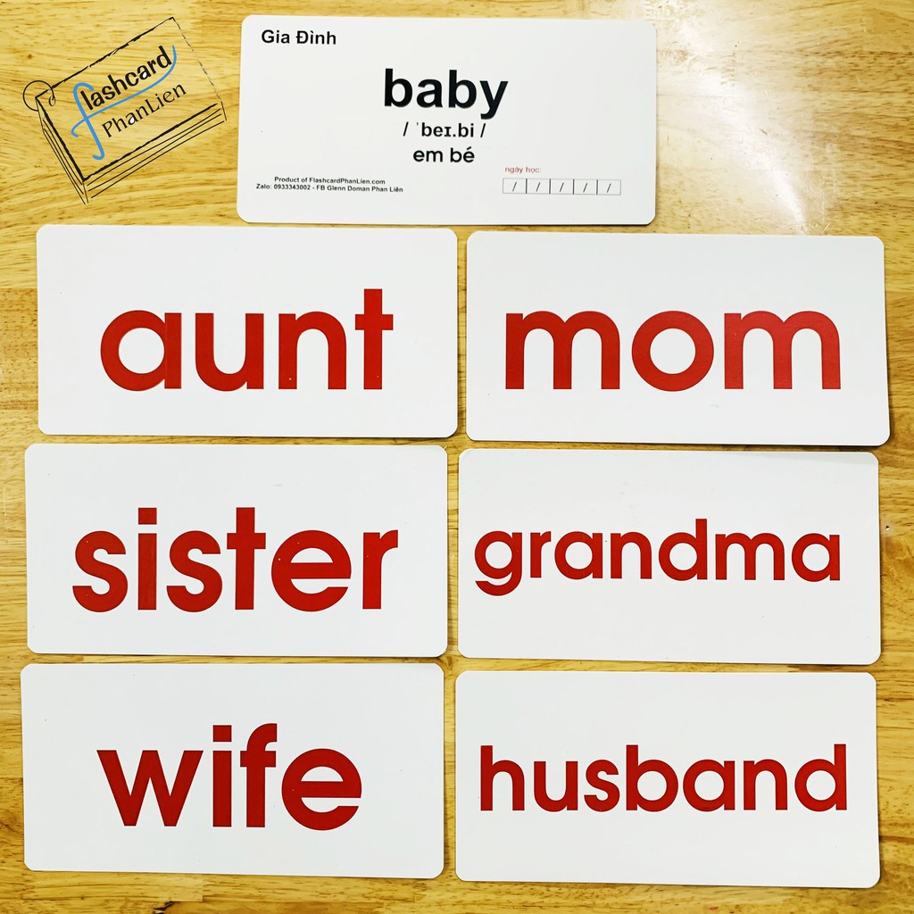 Thẻ từ đơn Flashcard song ngữ tiếng anh - English flashcards - thẻ nhập tâm