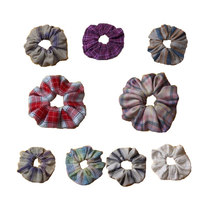 Cột tóc vải kẻ scrunchies MS8001