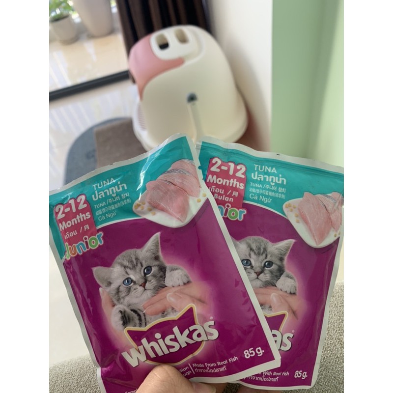 pate dinh dưỡng whiskas cho bé mèo, vị cá thu- cá ngừ 85g/gói