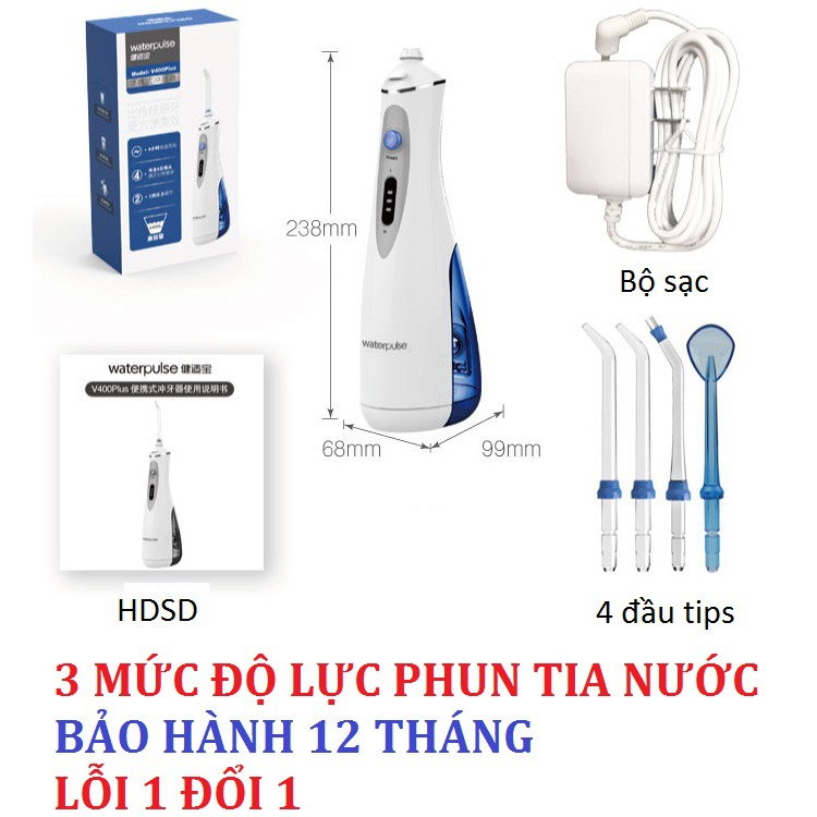 Máy tăm nước du lịch WaterPulse V400 PLUS kèm bộ sạc