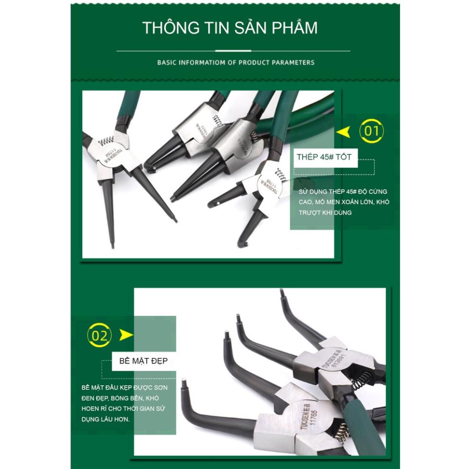 Kìm mở phe trong, phe ngoài, Mũi cong, mũi thẳng, mũi đôi, mũi đơn  - Chính hãng Tuosen