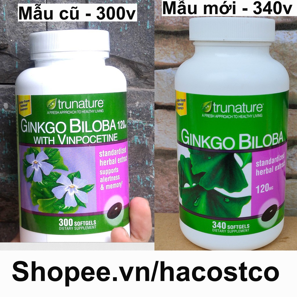 VCV Viên uống Trunature Ginkgo Biloba 120mg 300 viên 340 viên trong khoảng trái bạch quả nâng cao cường sức khỏe trí não