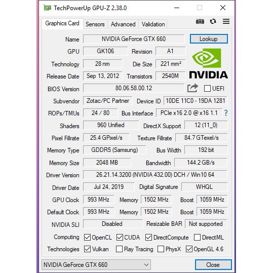 (LỖI) Card Đồ Hoạ Zotac GTX660 SYNERGY 2GB GDDR5 192Bit | BigBuy360 - bigbuy360.vn
