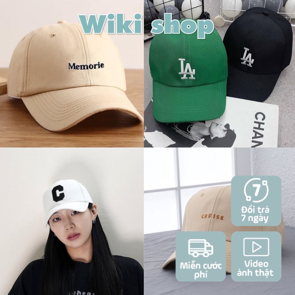 Mũ lưỡi trai nam nữ thêu chữ thời trang cá tính màu đen be xanh lá coban trắng hot trend đeo đôi phong cách hàn quốc