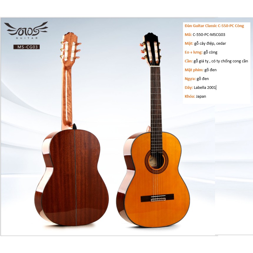 Đàn Guitar Classic C-550- PC Gỗ cây điệp size 3/4 Có ảnh thật phía sau