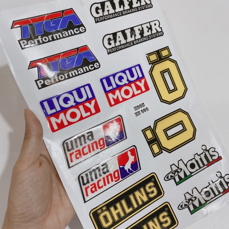 Decal tem dập nổi Tyga Galfer Liqui moly Uma cao cấp dán xe máy, ô tô, mũ bảo hiểm chống thấm nước, chống bay màu