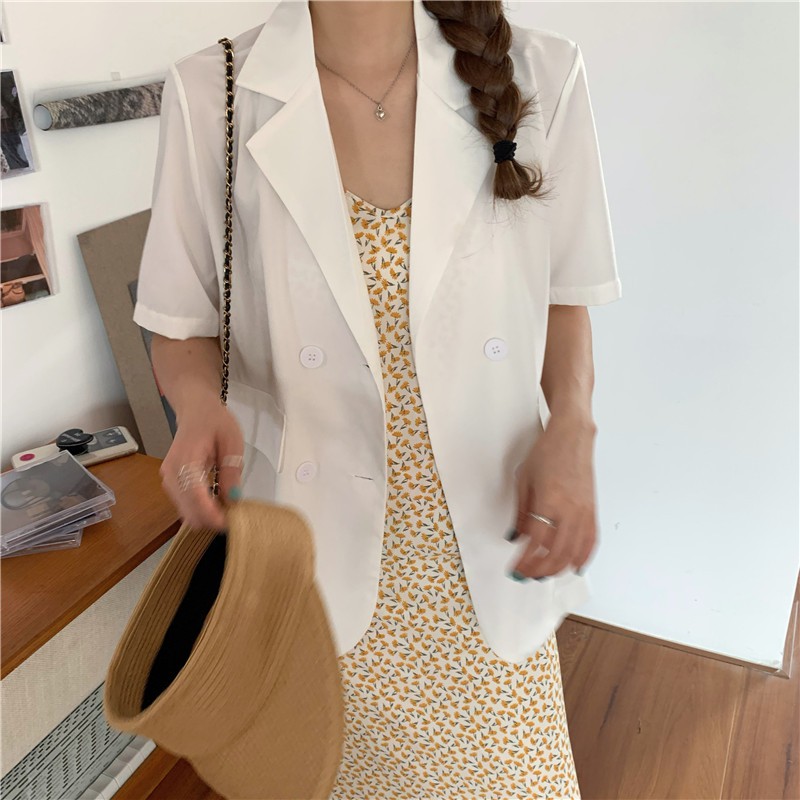 📷 Áo Blazer tay ngắn, dáng dài style công sở  ( 3 Màu ) | BigBuy360 - bigbuy360.vn