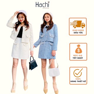 Set Dạ Tweet Blazer Chân Váy, Bộ Dạ Hàng Cao Cấp Hachidesigns