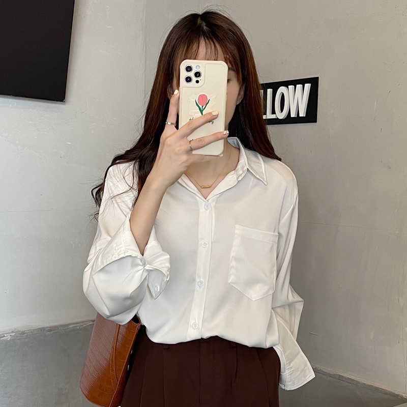 [Mã 11FASHIONSALE1 giảm 10K đơn 50K] Áo trắng dài tay cổ bẻ basic , sơ mi học sinh đi chơi dài tay phong cách hàn quốc | BigBuy360 - bigbuy360.vn