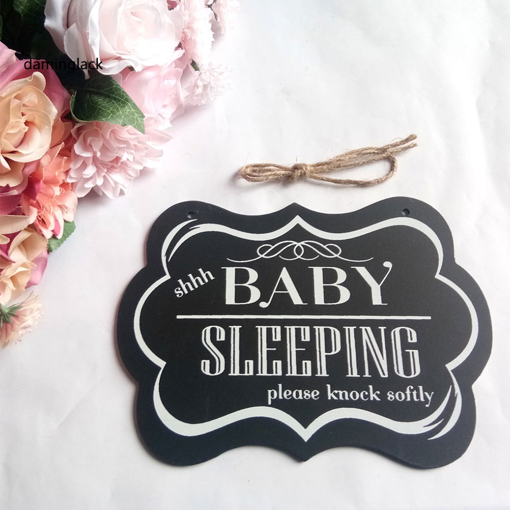 Bảng Gỗ Treo Cửa Phòng Ngủ Của Bé In Chữ Baby Sleeping Dễ Thương