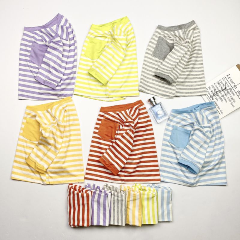 [Bé 7-32KG] BỘ TAY LỬNG QUẦN LỬNG KẺ SỌC THUN LẠNH DỆT MINKY MOM MỀM MỊN CHO BÉ