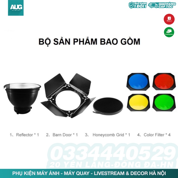 Combo Bộ chóa đèn + barndoor cánh ve fill màu Godox BD-04 - AUG Camera