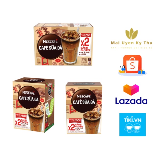 Hộp 10 gói x 24g Cà Phê Hòa Tan NESCAFÉ 3in1 Cà Phê Sữa Đá mới