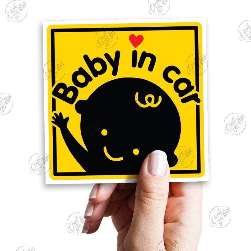 2 logo sticker 10cm x 10cm Baby In Car cho xe ô tô