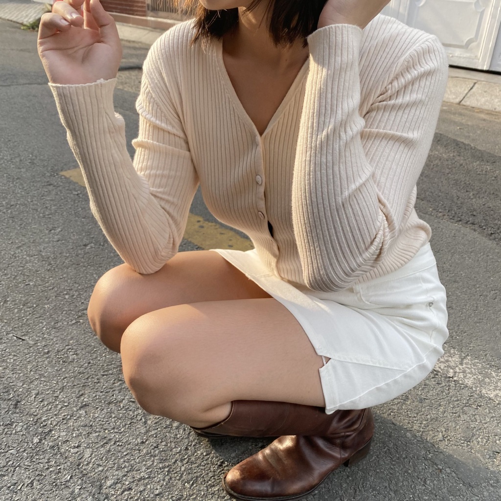 [ Miều ] Áo khoác len gân Short Sweater - 839