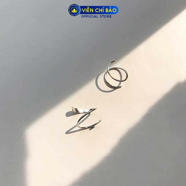 Bông tai bạc nữ tròn trơn dạng xiên chất liệu bạc S925 trẻ trung cá tính thương hiệu Viễn Chí Bảo B000116