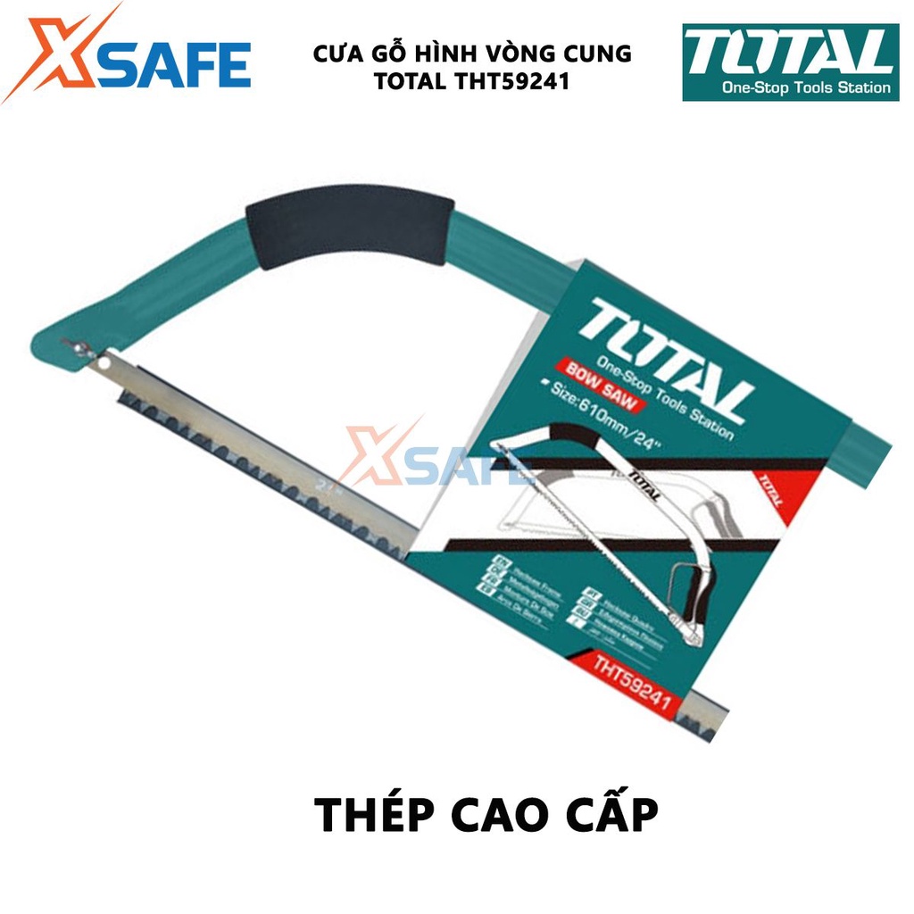Cưa gỗ hình cung Total THT59241 | Khung cưa hình cung 610mm/24&quot; tay cầm bọc nhựa thép cao cấp, chống mòn, chịu lực tốt