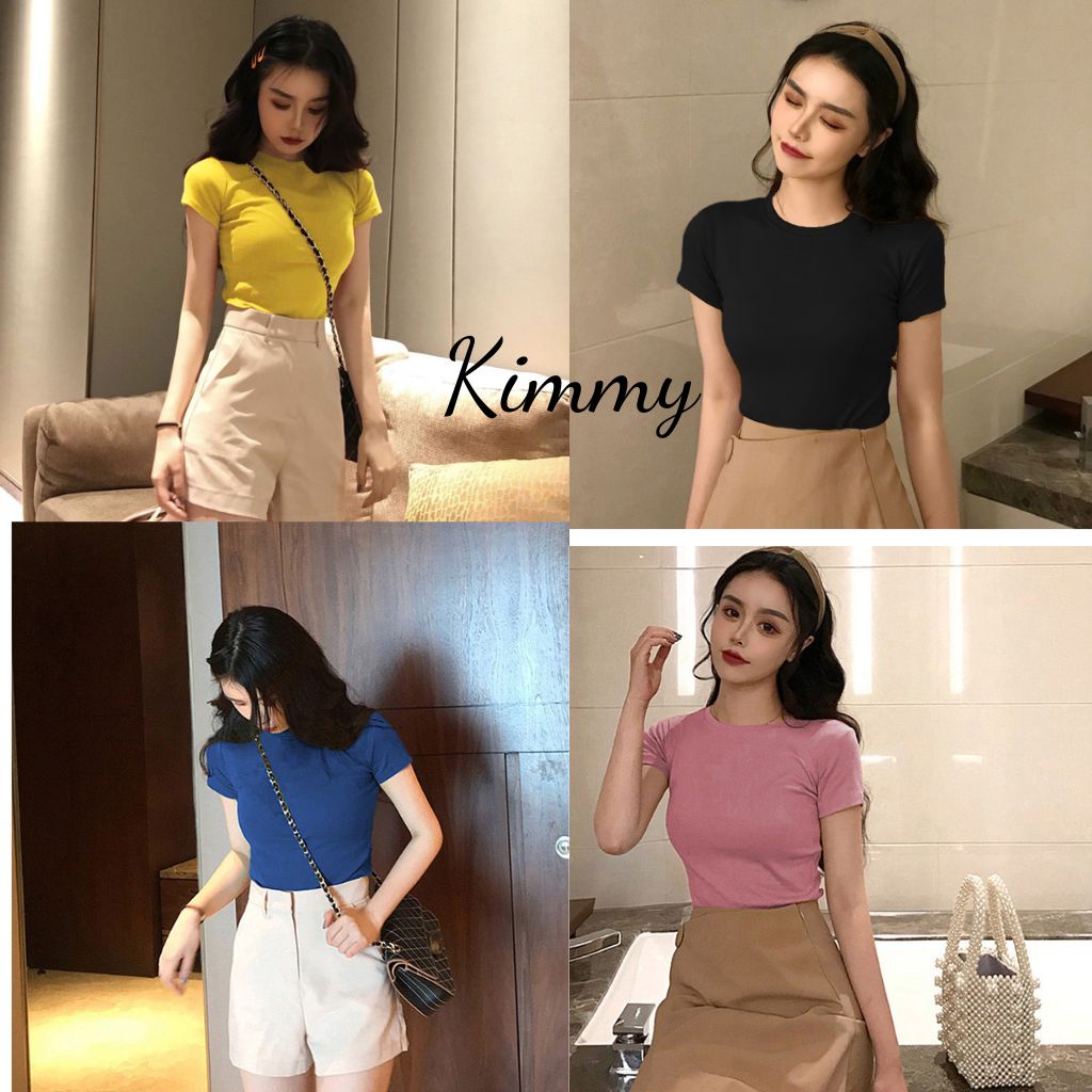 Áo Thun Trơn Basic Nữ, Áo Phông Tay Ngắn Nhiều Màu Dáng Ôm Body Dễ Phối Đồ