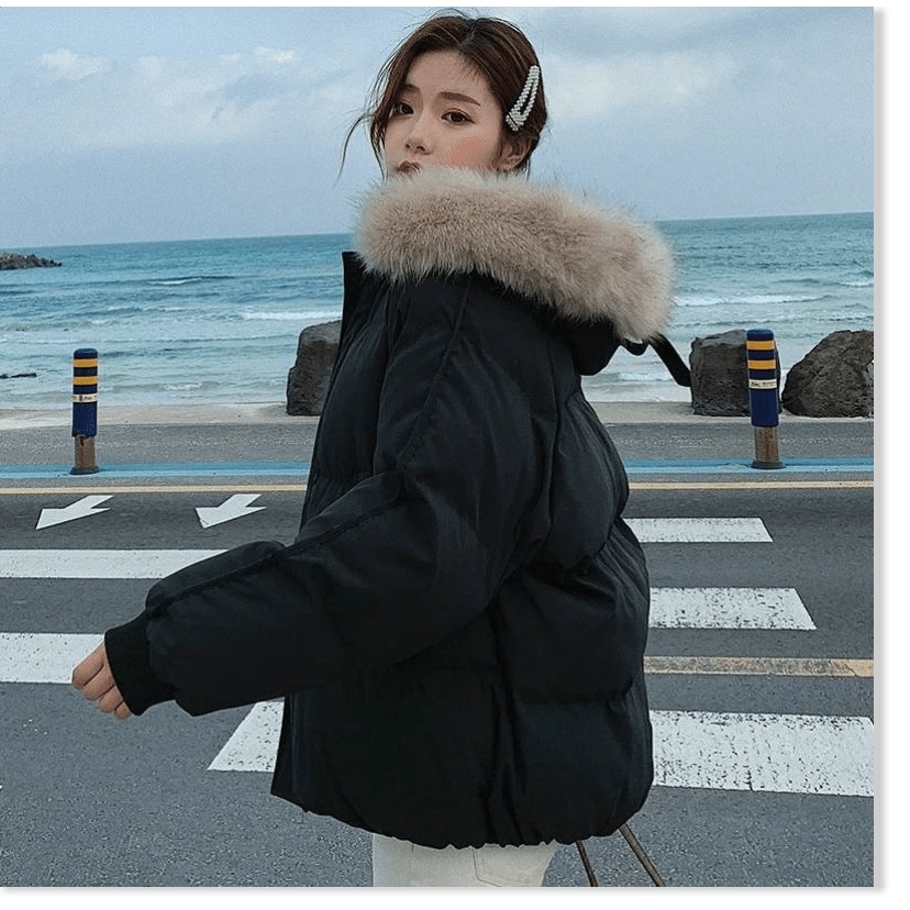 Áo Khoác Phao Nữ Cổ Lông Siêu Ấm