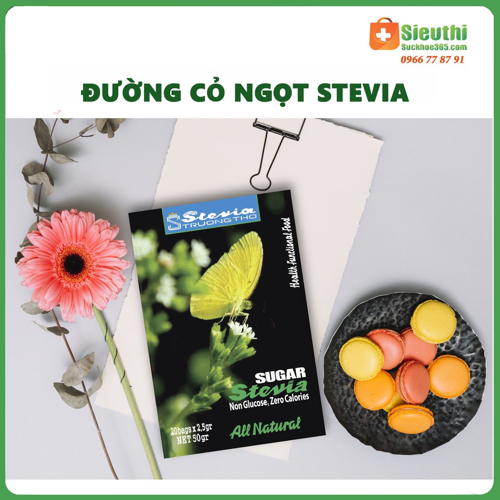 Combo 5 hộp Đường Cỏ Ngọt Stevia Trường Thọ- Dùng thay thế đường kính