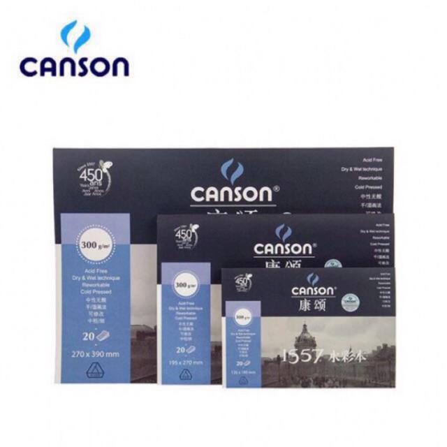 Sổ vẽ màu nước CANSON 1557 A3/A4/A5- 300gms