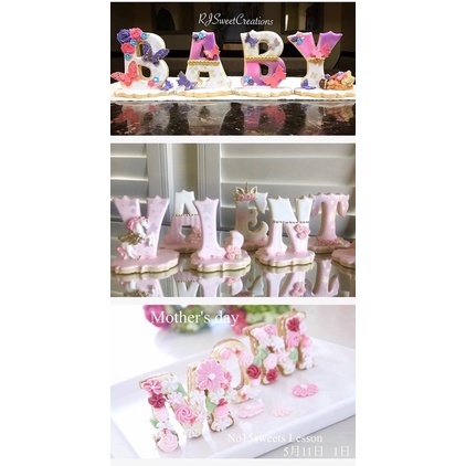 bộ chữ cái hàng thiết kế trang trí bánh, nhấn bánh quy