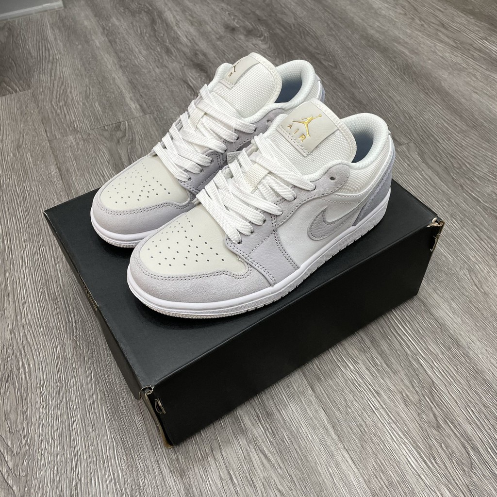 Giày Thể Thao 𝐉𝐨𝐫𝐝𝐚𝐧 xám xanh Paris cổ thấp, Giày Sneaker JD 1 Low xám gót xanh nam nữ mới nhất 2022 full box bill