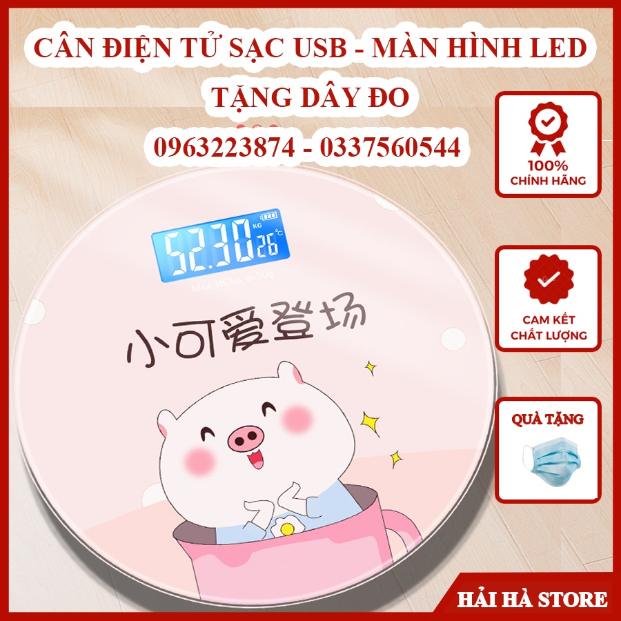 Cân Điện Tử Kính Cường Lực Tải Trọng 180kg Màn Hình Led Công Nghệ Hiện Đại Độ Chính Xác Cao &amp; Tặng kèm dây đo