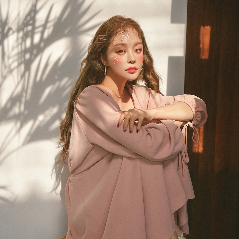 Đầm dáng xòe nữ tay dài midi Emilshop