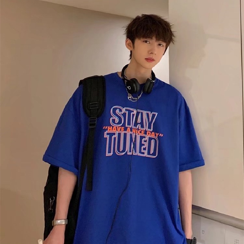 Áo Thun Dáng Rộng In Chữ Phong Cách Hip Hop Đường Phố Hàn Quốc Thời Trang Mùa Hè Cho Nam