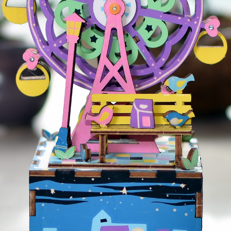 [BẢN QUỐC TẾ TIẾNG ANH] Ferris Wheel Music Box – Đồ chơi lắp ráp gỗ 3D Mô hình Hộp nhạc Vòng đu quay