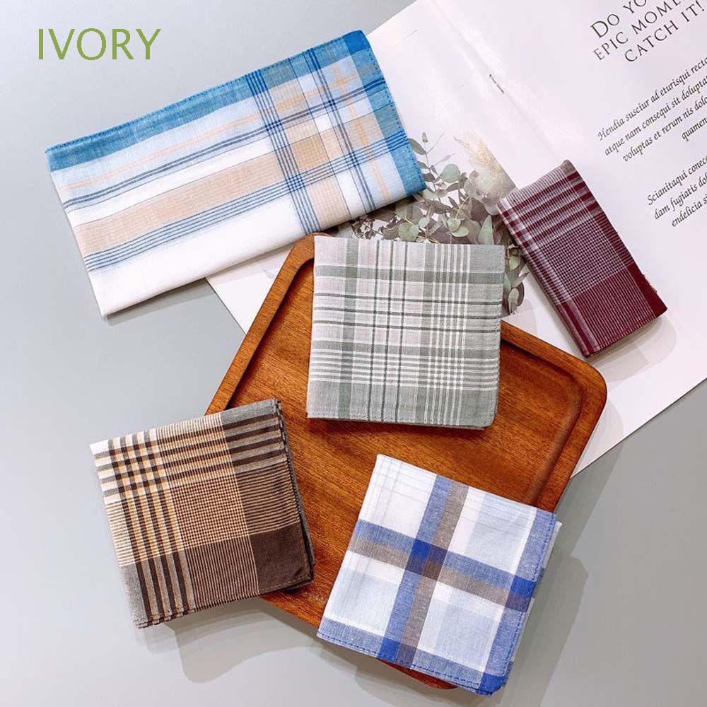 Khăn tay cotton vuông họa tiết sọc caro phong cách cổ điển cho nam