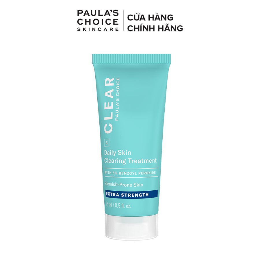 Kem chấm mụn chuyên sâu giảm sưng đỏ Paula’s Choice Clear Extra Strength Daily Skin 5% benzoyl peroxide 15ml mã 6117