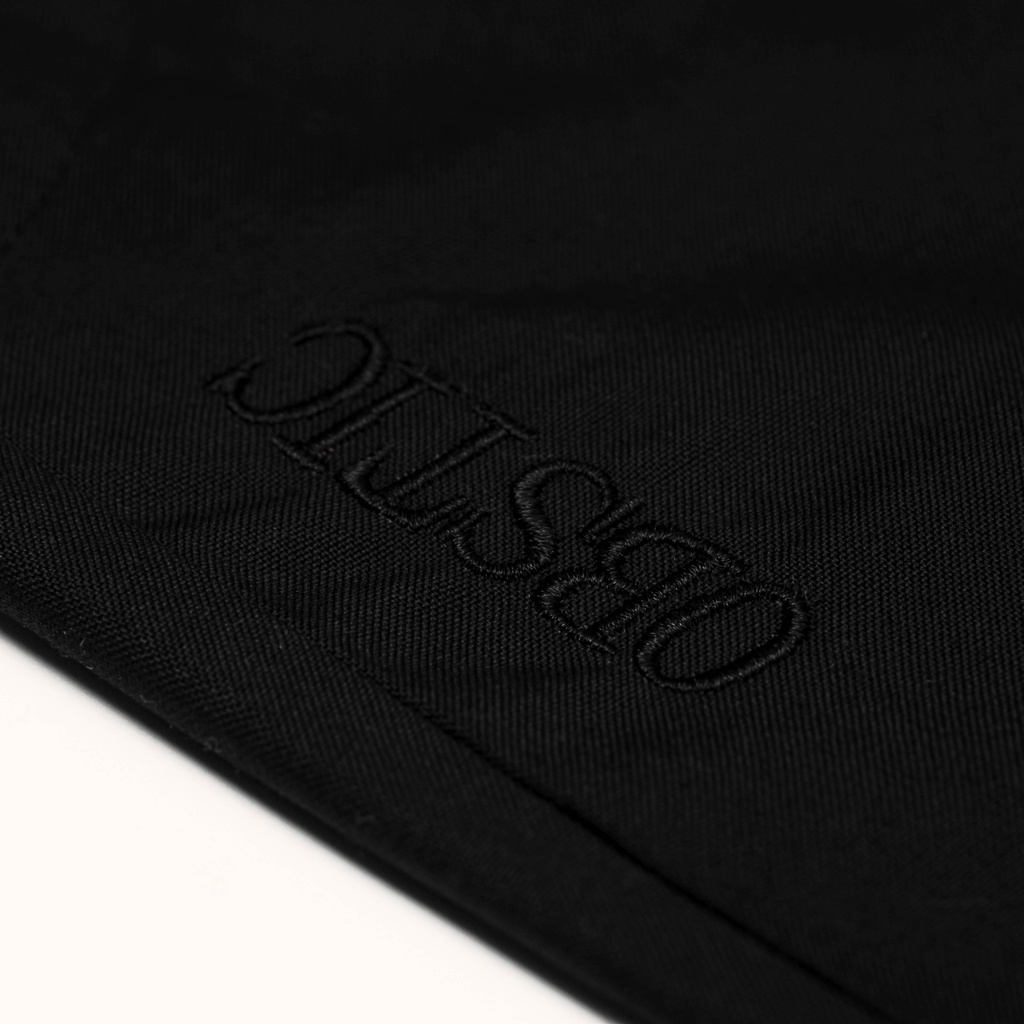 Quần ống loe kaki đen trơn "OBSTIC LOVE" - flare pants thêu logo